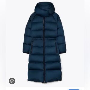 Tory Burch Sport Navy Blue Long Puffer Coat
